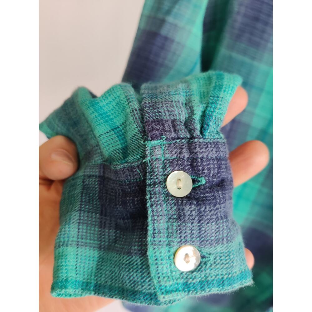 Sundance Teal and Navy Plaid Women's Top - Picture 5 of 6